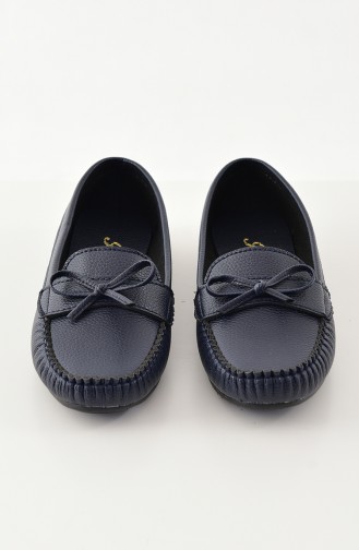 Women Flat Shoes Ballerina 100-07 Navy 100-07