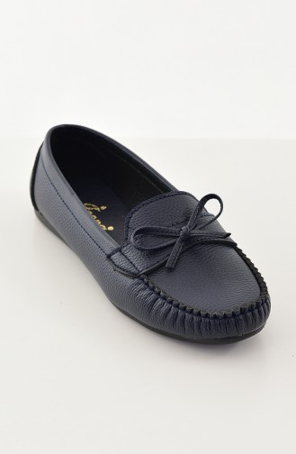 Women Flat Shoes Ballerina 100-07 Navy 100-07