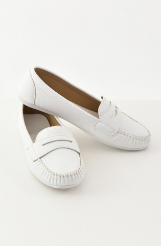 Women Flat Shoes Ballerina 101-03 White 101-03