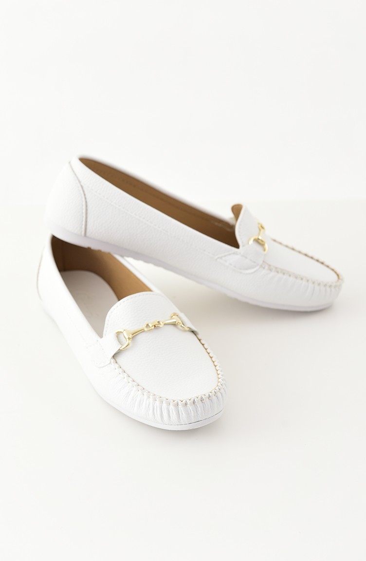 Women Flat Shoes Ballerina 102-03 White 