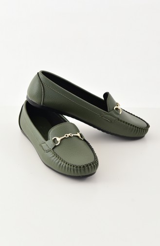 حذاء مُسطح باليرينا 102-05لون اخضر كاكي 102-05