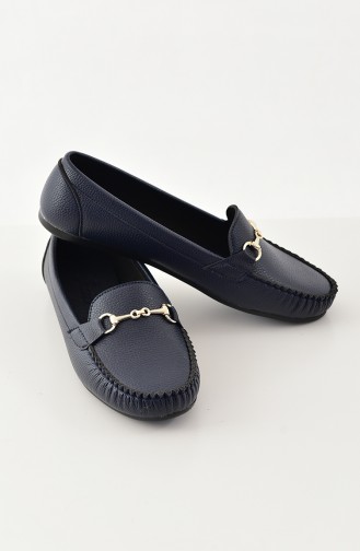 Women Flat Shoes Ballerina 102-07 Navy 102-07