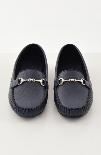 Women Flat Shoes Ballerina 102-07 Navy 102-07