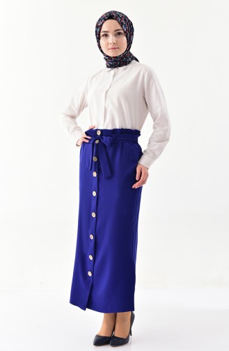 Button Detailed Belted Skirt 5572-01 Saks 5572-01