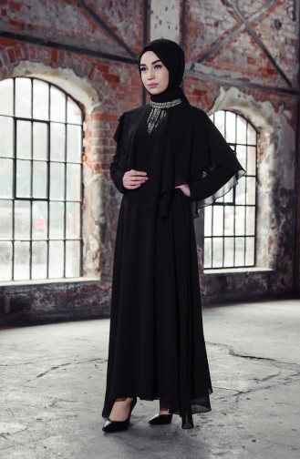 Schwarz Hijab Kleider 0198-01