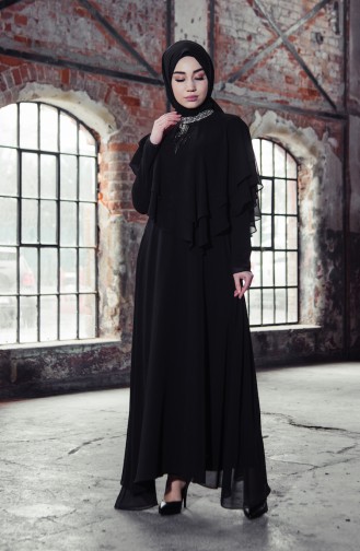 Schwarz Hijab Kleider 0198-01