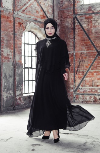 Schwarz Hijab Kleider 0198-01