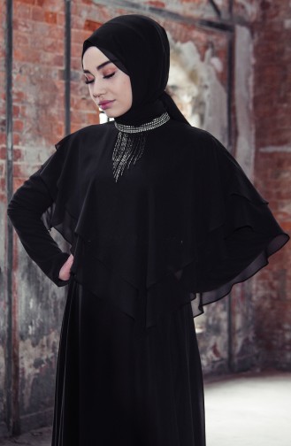 Schwarz Hijab Kleider 0198-01