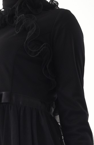 Black Hijab Evening Dress 81675-01