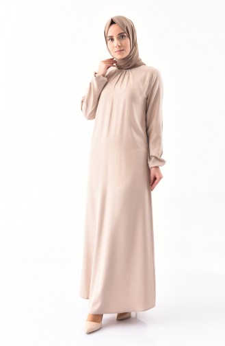 إي أف إي فستان بتصميم أكمام مزمومة 1919-08 لون بييج 1919-08