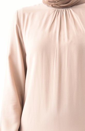 إي أف إي فستان بتصميم أكمام مزمومة 1919-08 لون بييج 1919-08