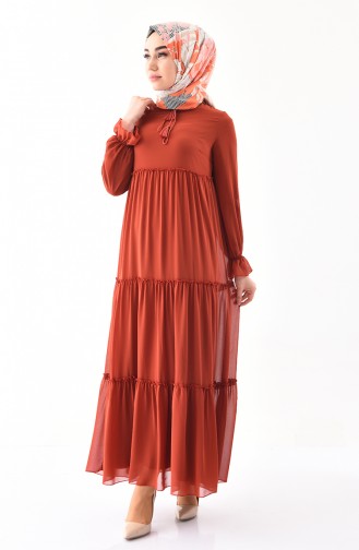 Brick Red Hijab Dress 8157-05