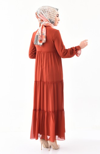 Brick Red Hijab Dress 8157-05