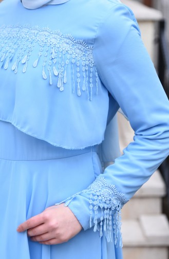 Lace Detailed Chiffon Dress 5595-02 Baby Blue 5595-02