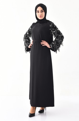 Schwarz Hijab Kleider 4075-03