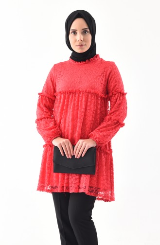 Spitze beschichtete Tunika  2354-02 Koralle 2354-02