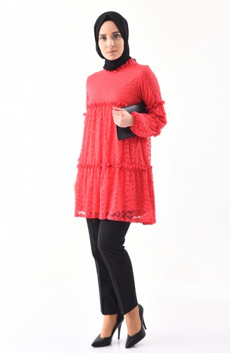 Spitze beschichtete Tunika  2354-02 Koralle 2354-02