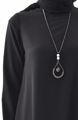 Asymmetrische Tunika mit Halskette 7051-01 Schwarz 7051-01