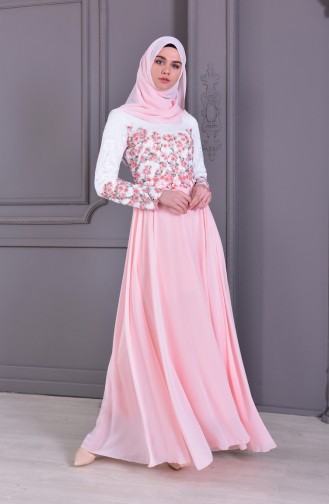 White Hijab Evening Dress 0165-04