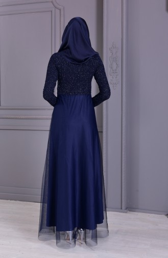 Dunkelblau Hijab-Abendkleider 3850-06