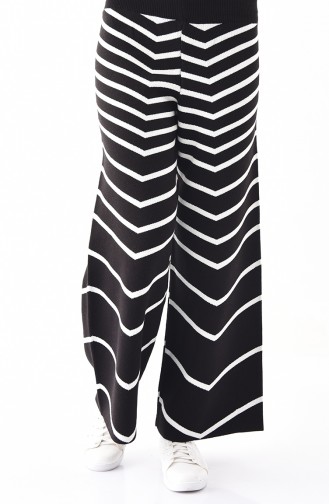 Knitwear Striped Wide Leg Pants 1817-02 Black White 1817-02