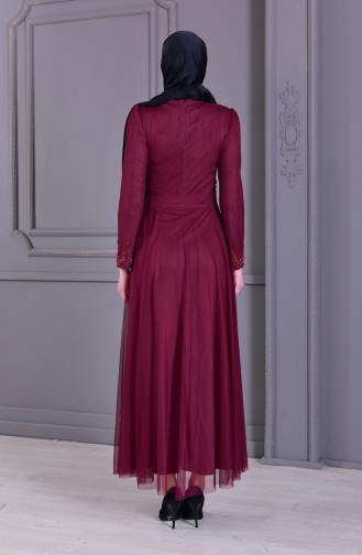 BURUN Pearls Evening Dress 81650-01 Bordeaux 81650-01