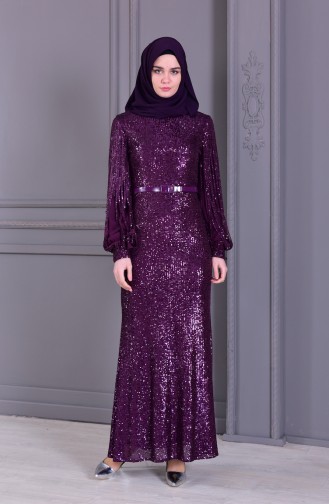 BURUN Sequined Evening Dress 81653-04 Purple 81653-04