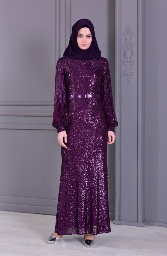 Purple Hijab Evening Dress 81653-04