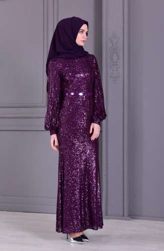 BURUN Sequined Evening Dress 81653-04 Purple 81653-04