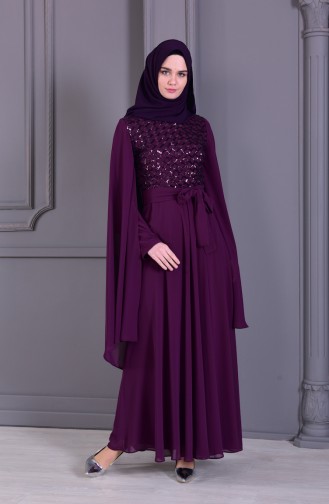 BURUN  Sequined Evening Dress 81668-02 Purple 81668-02