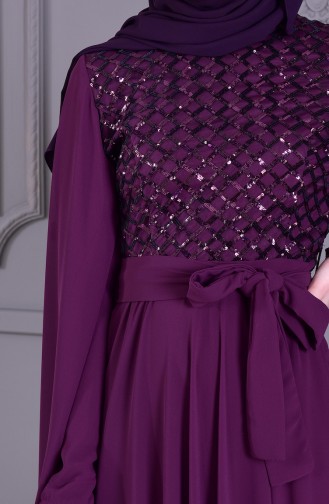 BURUN  Sequined Evening Dress 81668-02 Purple 81668-02