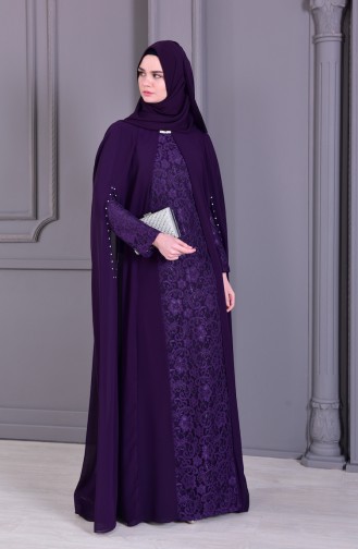 Purple Hijab Evening Dress 1220-02