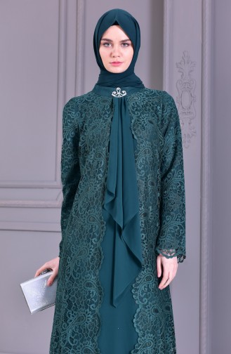 Habillé Hijab Vert emeraude 4001-04