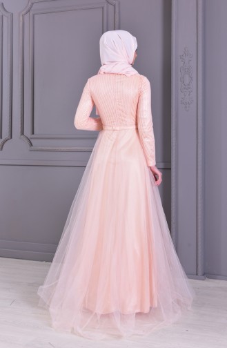 Lachsrosa Hijab-Abendkleider 8145-01