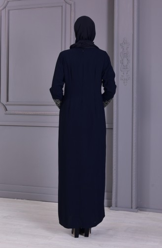 Large Size Stone Printed Evening Dress 6199-01 Black 6199-01