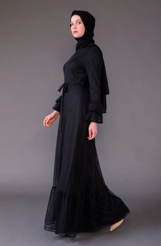 Schwarz Hijab Kleider 4272-01