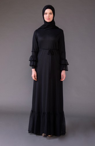 بيزلايف فستان تول بتصميم حزام للخصر 4272-01 لون أسود 4272-01