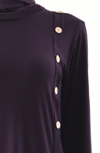 METEX Large Size Button Detailed Dress 1133-05 Purple 1133-05