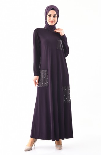 METEX Large Size Pearl Dress 1138-04 Purple 1138-04