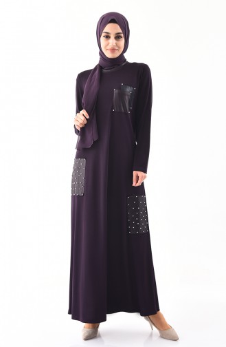 METEX Large Size Pearl Dress 1138-04 Purple 1138-04