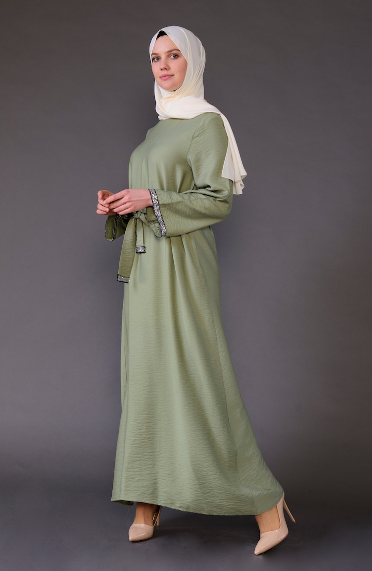 Green Hijab Dress 5603-04
