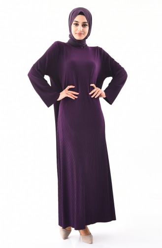 Large Size Flared Dress 5849-02 Purple 5849-02