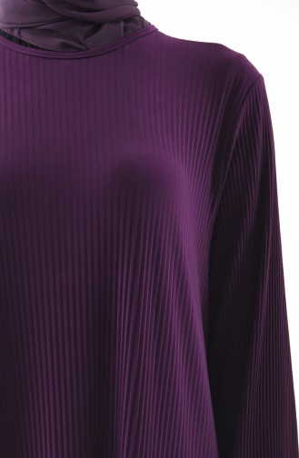 Large Size Flared Dress 5849-02 Purple 5849-02