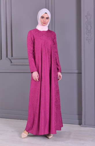 TUBANUR Jacquard Dress 3068-11 Fuchsia 3068-11