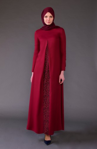 Claret red İslamitische Jurk 5004-04