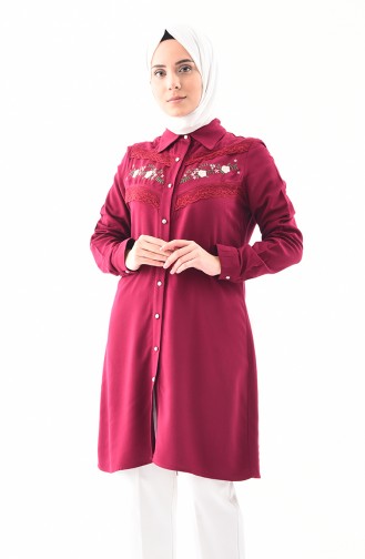 Embroidery Detailed Tunic 2305-02 Plum 2305-02