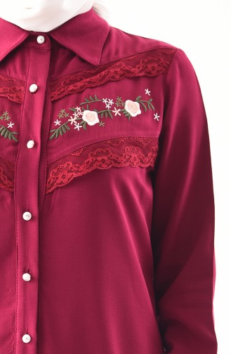 Embroidery Detailed Tunic 2305-02 Plum 2305-02