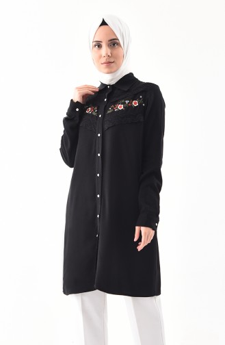 Embroidery Detailed Tunic 2305-03 Black 2305-03