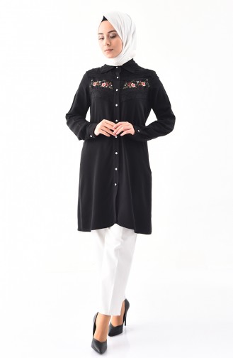 Embroidery Detailed Tunic 2305-03 Black 2305-03