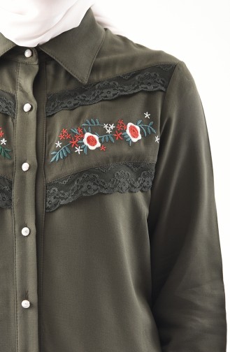 Embroidery Detailed Tunic 2305-05 Khaki 2305-05